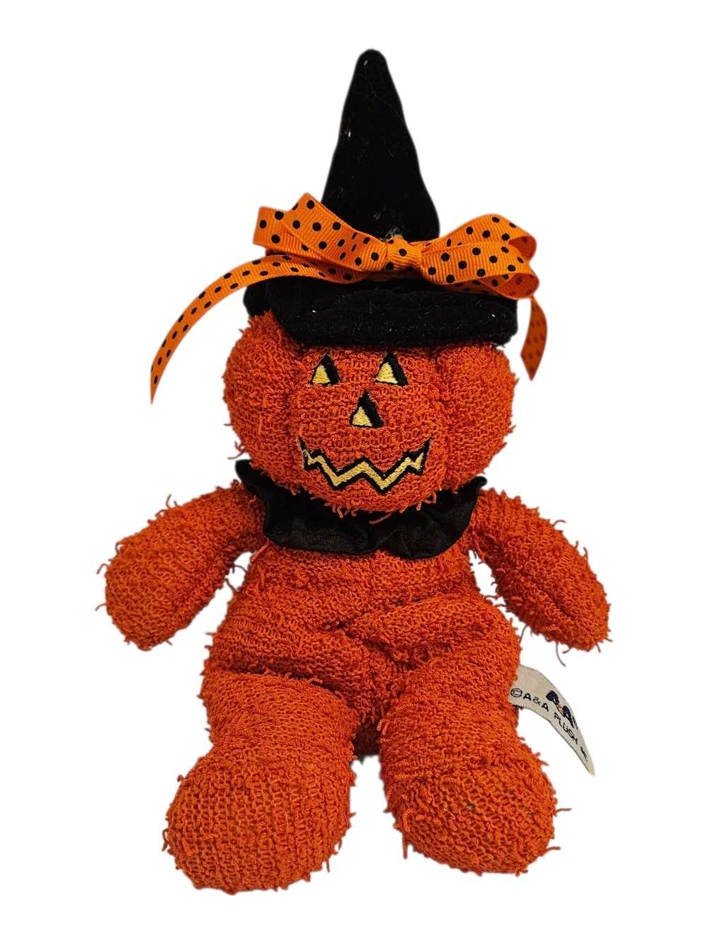Vtg A&A Plush Pumkin Terry Cloth Washable Halloween Vintage